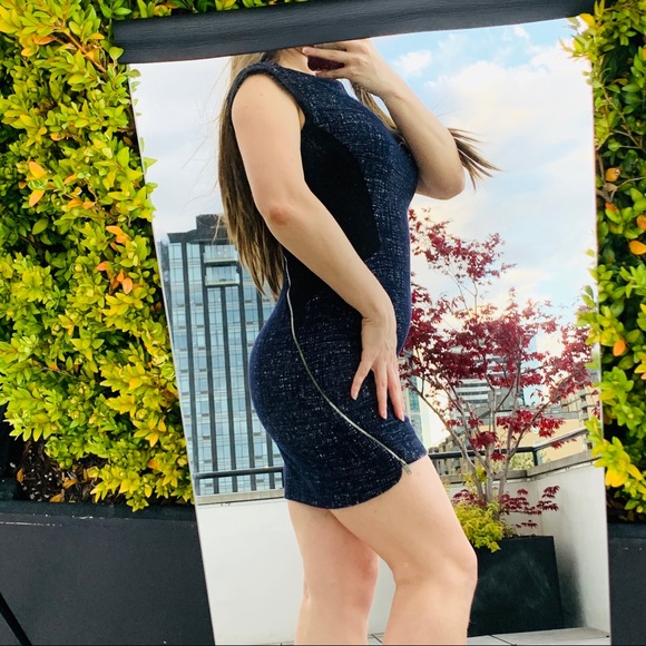 Anthropologie TIME Wool Metal Zipper Shaper Fashion Mini Dress - Picture 7 of 16